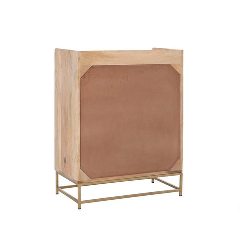 Natural Finish Solid Wood Bar Cabinet | Home Bar Storage Furniture – Oakvello