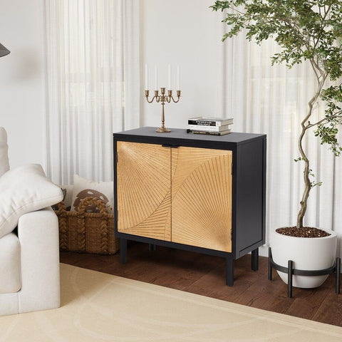 2-Door Golden Accent Cabinet | Decorative Storage with Gold Finish – Oakvello