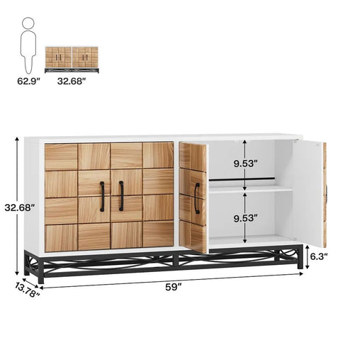 Solid Wood Living Room & Kitchen Cabinet | Versatile Storage Furniture – Oakvello