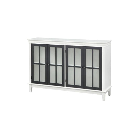 Glass & Solid Wood Sideboard | Modern Living Room Storage Cabinet – Oakvello