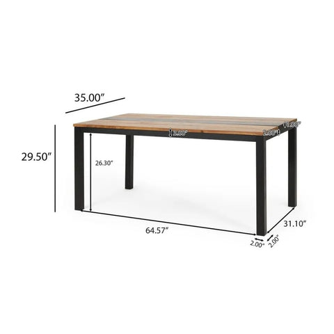 Teak & Black Solid Wood Dining Table | Two-Tone Kitchen Furniture – Oakvello