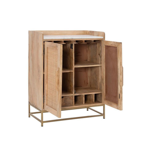 Natural Finish Solid Wood Bar Cabinet | Home Bar Storage Furniture – Oakvello