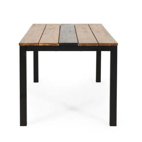 Teak & Black Solid Wood Dining Table | Two-Tone Kitchen Furniture – Oakvello