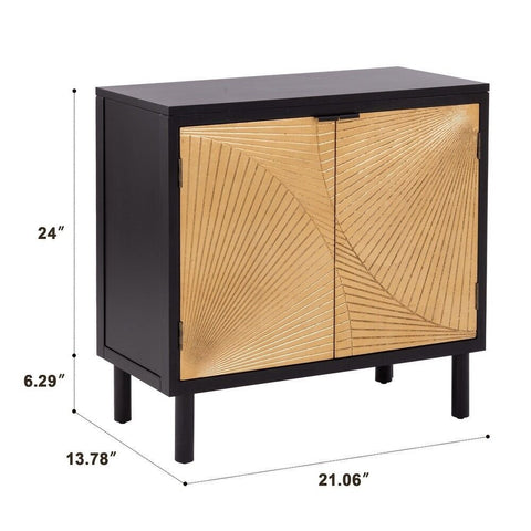 2-Door Golden Accent Cabinet | Decorative Storage with Gold Finish – Oakvello
