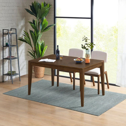 Pecan Solid Wood Rectangle Extension Dining Table | Flexible Kitchen Furniture – Oakvello