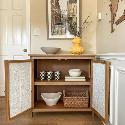 2-Door Distressed Accent Storage Cabinet | Solid Wood Sideboard – Oakvello
