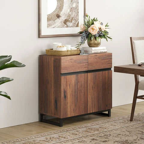 Modern Solid Wood Sideboard with Adjustable Shelf | Living Room Storage – Oakvello