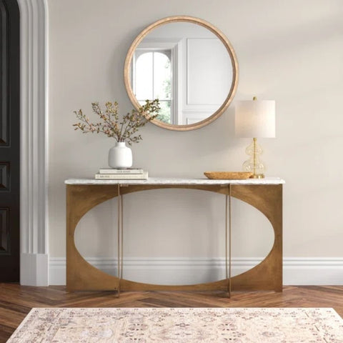 Marble Top Solid Wood Console Table | Luxury Entryway Furniture – Oakvello