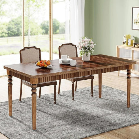 4-6 Seater Solid Wood Dining Table with Turned Legs – Oakvello