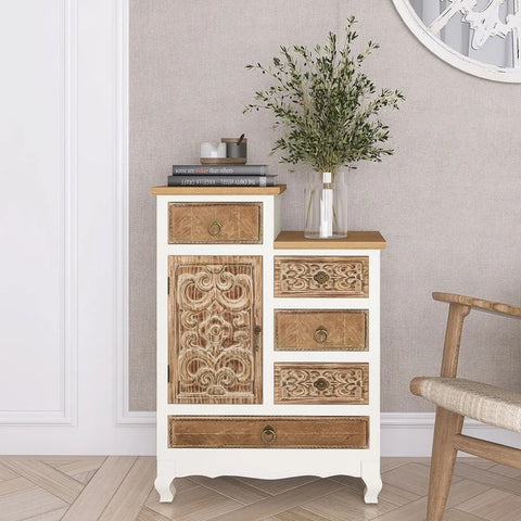Solid Wood Cabinet with 5 Drawers and 1 Door