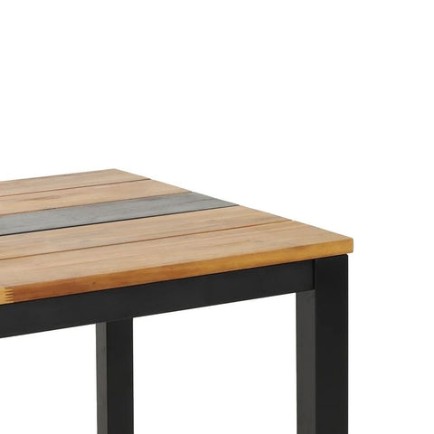 Teak & Black Solid Wood Dining Table | Two-Tone Kitchen Furniture – Oakvello