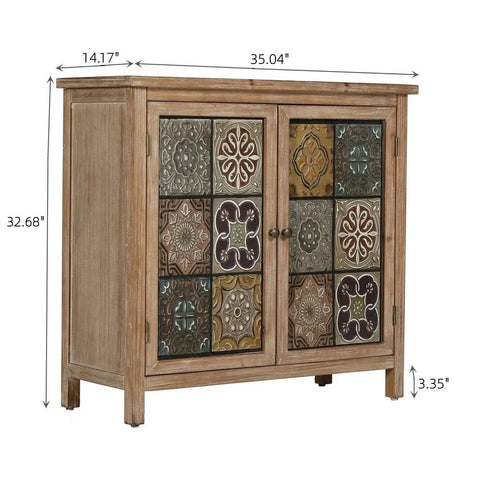 2-Door Distressed Accent Storage Cabinet | Solid Wood Sideboard – Oakvello