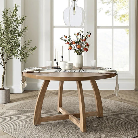 Mid-Century Modern Solid Wood Round Dining Table | Retro Kitchen Furniture – Oakvello