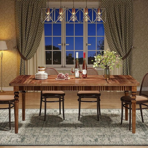 4-6 Seater Solid Wood Dining Table with Turned Legs – Oakvello
