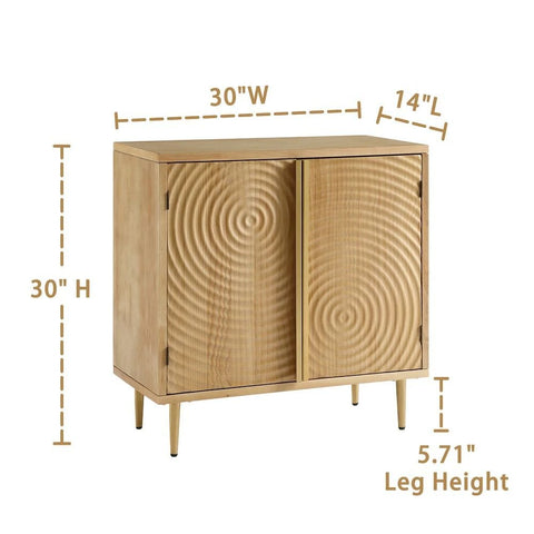 Natural Solid Wood Sideboard with 2 Doors | Living Room Storage Cabinet – Oakvello