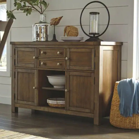 Grey Finish Solid Wood Sideboard | Contemporary Living Room Storage – Oakvello
