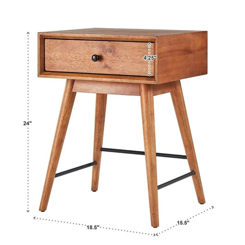 Solid Wood 1-Drawer End Table | Living Room Accent Side Table – Oakvello