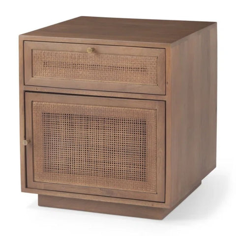 Medium Brown Solid Wood End Table with Storage | Living Room Side Table – Oakvello