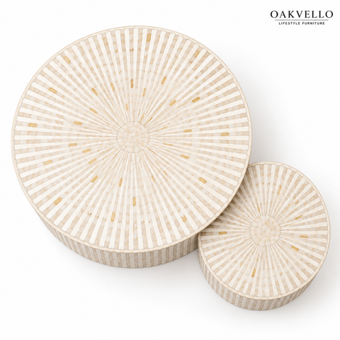 Cream Mosaic Nesting Coffee Table I Oakvello