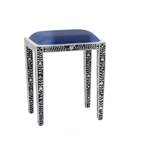 Noir Bloom Bone Inlay Side Table
