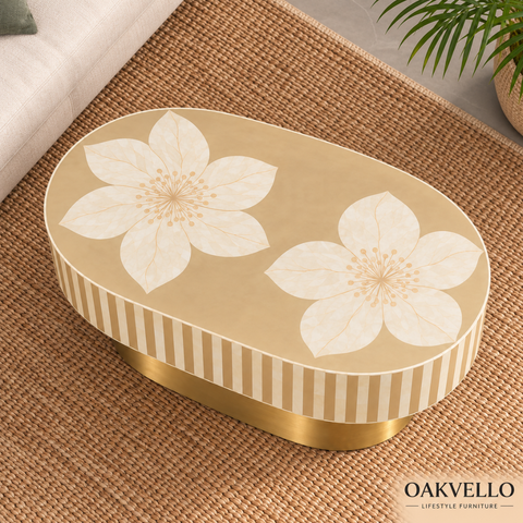 Celestia Bone Inlay Coffee Table | Handcrafted Artisan Living Room Furniture – Oakvello