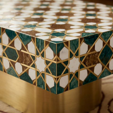 Orbis Handcrafted Teak Wood Coffee Table | Star Pattern Living Room – Oakvello