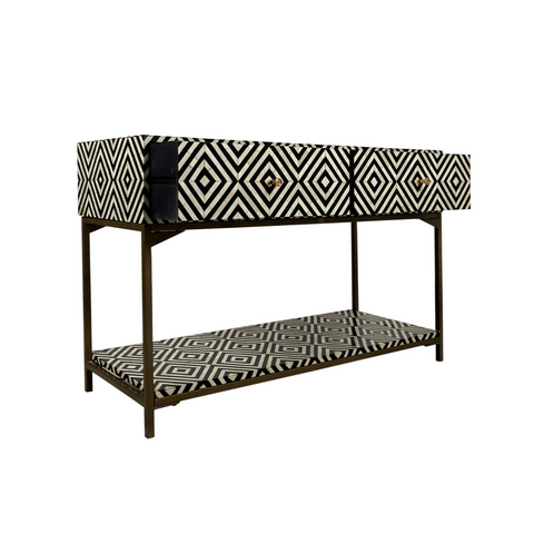 Jaipuri Bone Inlay Console Table | Handcrafted Artisan Entryway Furniture – Oakvello