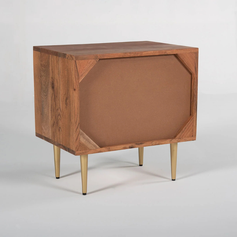 Aurelian Art Deco Teak Wood Bedside Table | Modern Nightstand – Oakvello