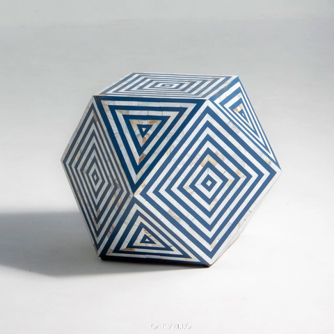 Indigo Labyrinth Bone Inlay Side Table