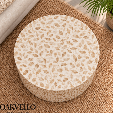 Round Bone Inlay Coffee Table | Handcrafted Artisan Living Room Furniture – Oakvello