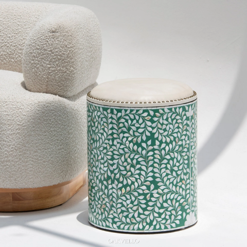 Emerald Leaf Pearl Inlay Side Table