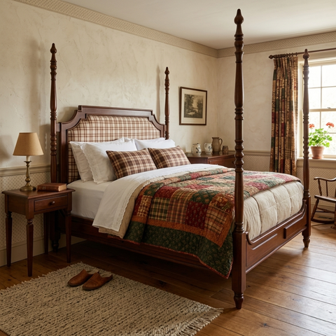 Dunmore Poster Bed | Hand-Turned Four-Poster Bed in Dark Walnut – Oakvello