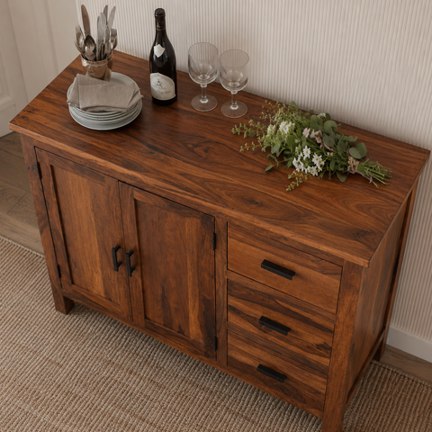 Solid Sheesham Wood Storage Cabinet | Living Room & Bedroom Furniture – Oakvello