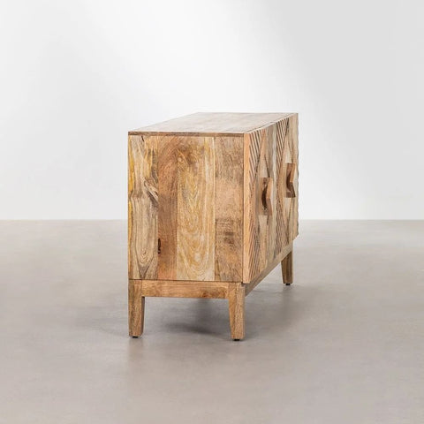 Diko Solid Mango Wood Sideboard | Living Room Storage Cabinet – Oakvello