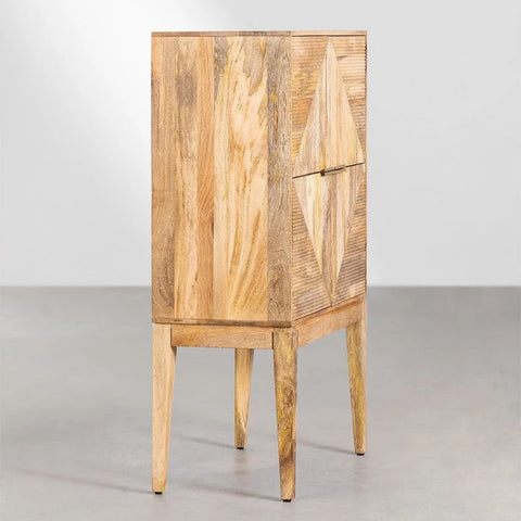 Baty Design Tall Solid Mango Wood Sideboard | High Living Room Storage – Oakvello