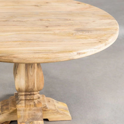 Rusbby Round Solid Mango Wood Dining Table | Kitchen & Dining Furniture – Oakvello
