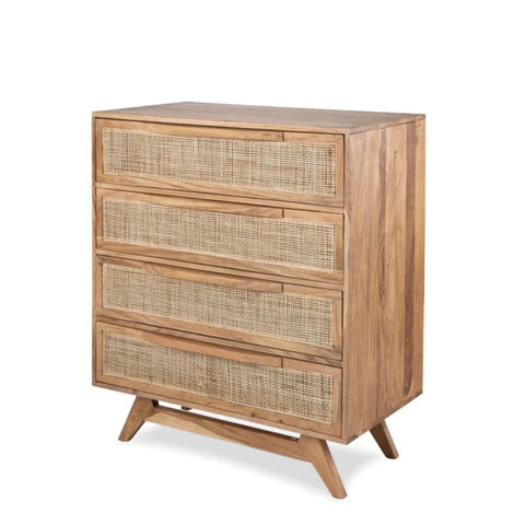 Myra Rattan Chest of Drawers | Boho Solid Wood Bedroom Dresser – Oakvello