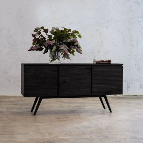 Mid-Century 3-Door Solid Wood Cabinet | Retro Living Room Storage – Oakvello