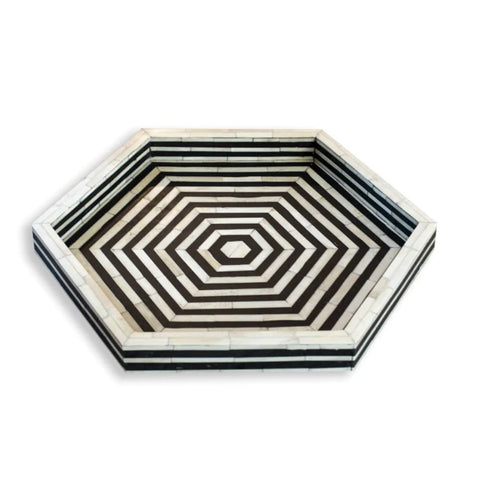 Black Bone Inlay Decorative Tray | Handcrafted Artisan Accessory – Oakvello