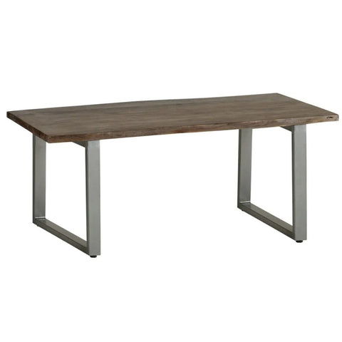 Grey Live Edge 1.5M Dining Table | Solid Wood & Metal Legs – Oakvello