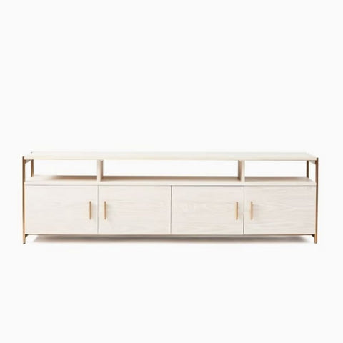 Winterwood & Light Bronze 80-Inch Solid Wood Media Console Table | Living Room Furniture – Oakvello