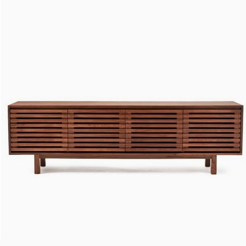 80" Walnut Media Console | Wide Solid Wood TV Stand & Storage – Oakvello