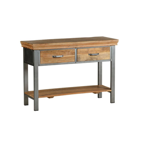Industrial Solid Wood 2-Drawer Console Table | Entryway Furniture – Oakvello