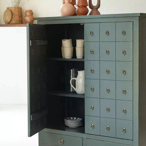 Grey Solid Sheesham Wood Cabinet | Living Room Storage Furniture – Oakvello