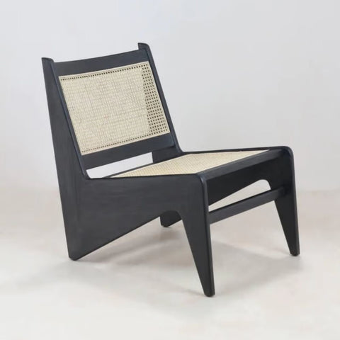Kangaroo Cane Rattan Chair | Solid Wood Boho Accent Seating – Oakvello