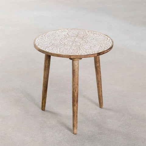Tienga 45cm Round Solid Mango Wood Side Table | Living Room Accent Furniture – Oakvello