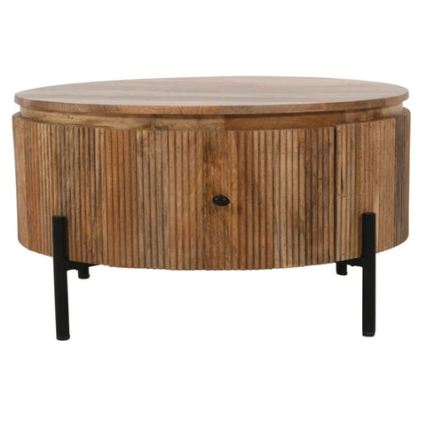 York Natural Solid Wood Coffee Table with Metal Legs | Living Room Furniture – Oakvello
