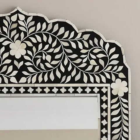 White Handmade Bone Inlay Wall Mirror | Artisan Decorative Home Decor – Oakvello