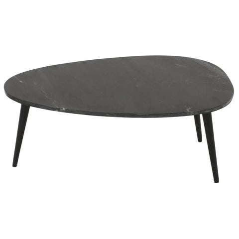 Solid Wood Coffee Table with Black Marble Top & Metal Legs | Living Room Furniture – Oakvello