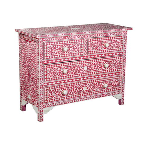 Bone Inlay Chest of Drawers | Handcrafted Artisan Bedroom Dresser – Oakvello